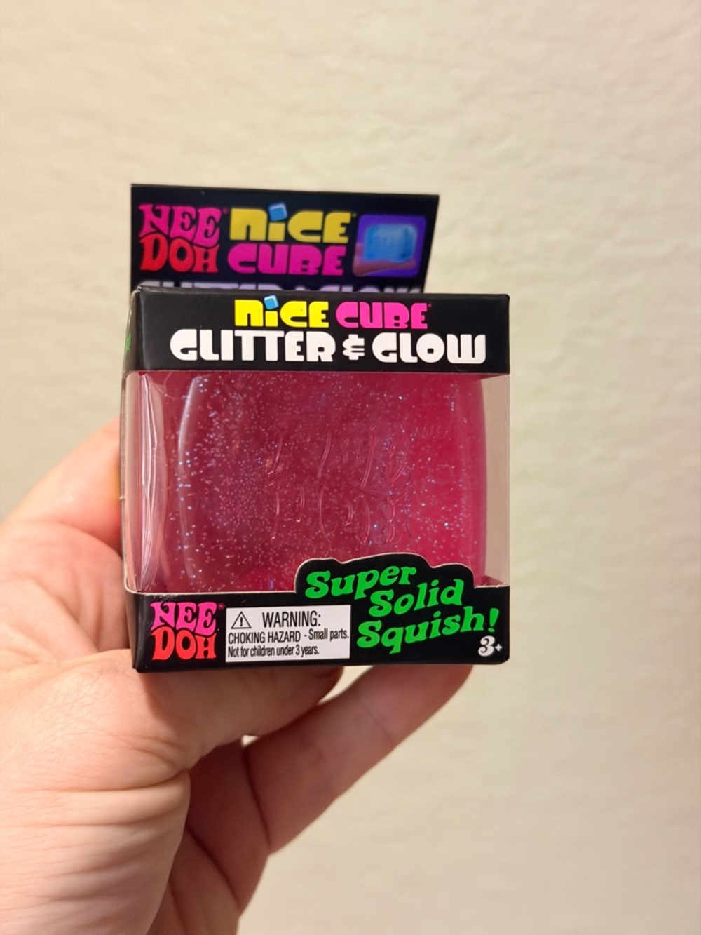 Nice Cube Glitter & Glow Super Solid Squish - Pink